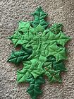 VTG Christmas Handmade Quilted Cloth Swag, Holly & Berry Fabric w Pom Pops